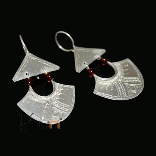 Tuareg pestle earrings - silver