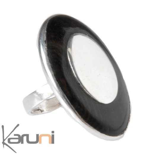 karuni-Ovale silver and ebony mirror ring