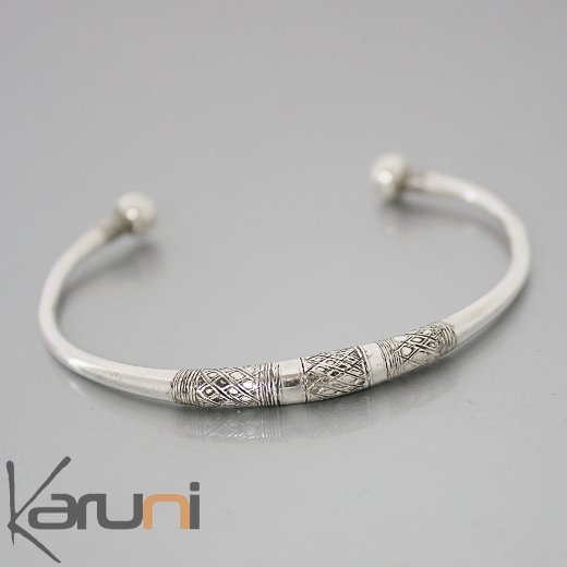 Ethnic Bracelet Sterling Silver Jewelry Engraved Round Kid/Baby Tuareg Tribe Design 01