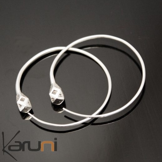 Silver hoops earrings 11 Tesibit Balls 5 cm