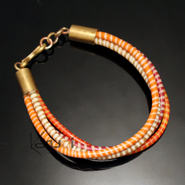 Ethnic African jewelry Plastic Bracelets Jokko Recycled Fair Trade Men Women Children Light Orange (x12)