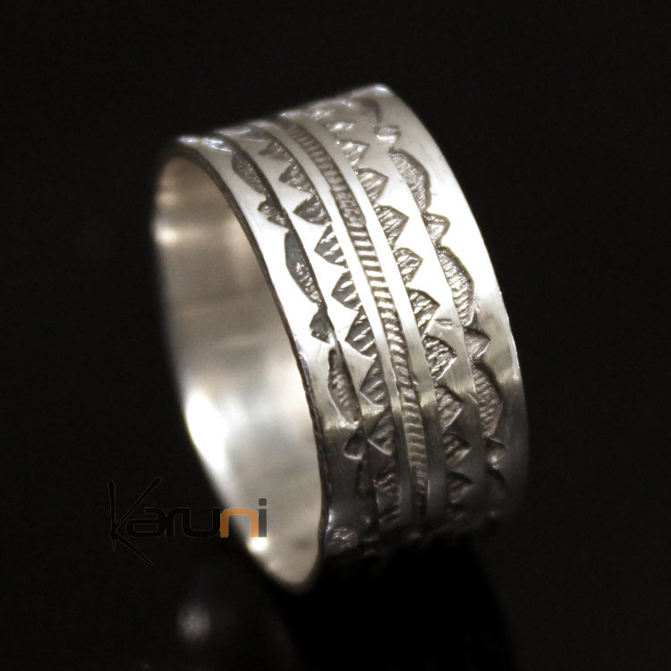 Ethnic Engagement Ring Wedding Jewelry Sterling Silver Semi-large Men/Women Tuareg Tribe Design 13