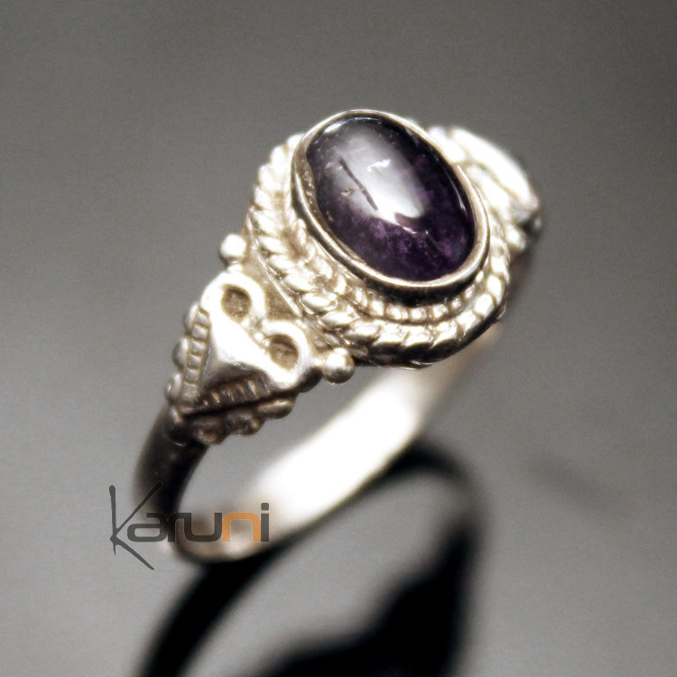 Sterling Silver Ring 925 India 14 Fine Triangle Amethyst Purple
