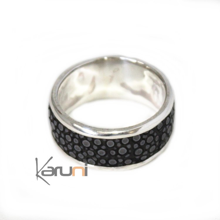 Ring Silver Galuchat Fish Leather 1070
