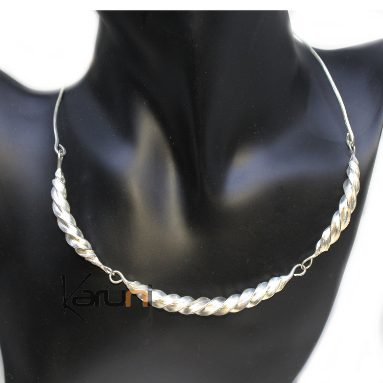 Bronze Silver Peul Twist Necklace 7046