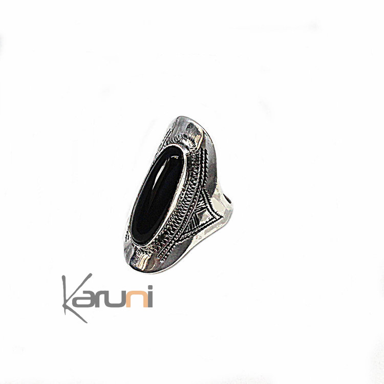Ethnic Marquise Ring Sterling Silver Jewelry Onyx 1084