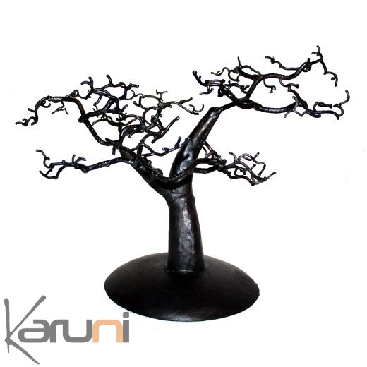 Jewelry Tree-holder design 25 cm cedar recycled metal Madagascar baobab