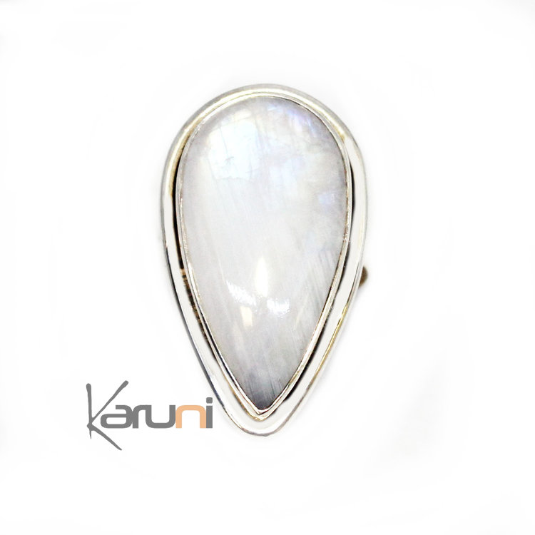 925 Sterling Silver Ring Moonstone Large Oval 1136