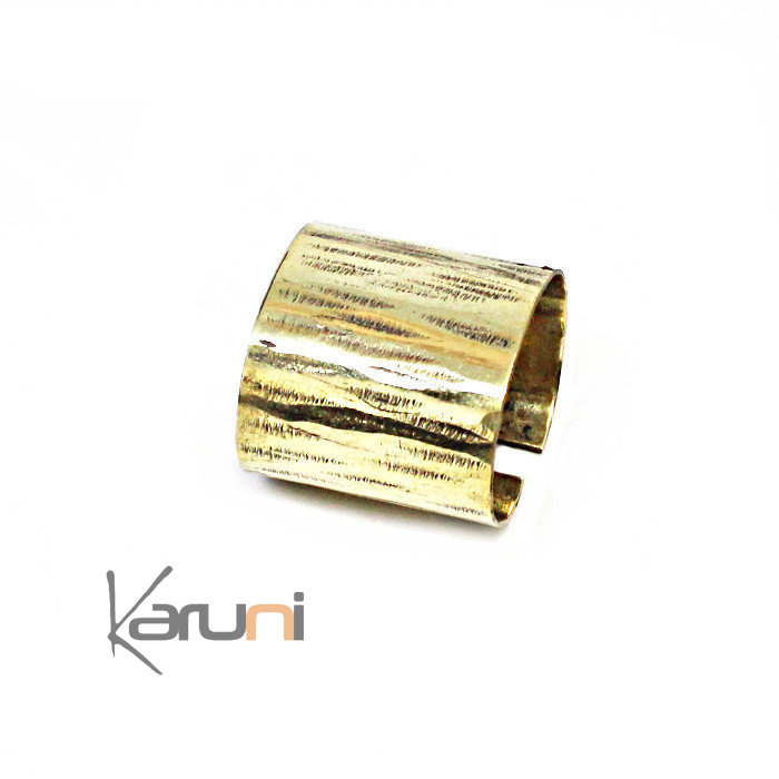 Golden bronze Fulani adjustable striped ring 1147