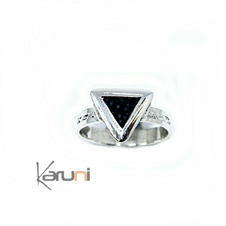 Shagreen silver ring triangle 1160