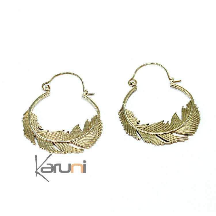 Golden feather earrings 5154