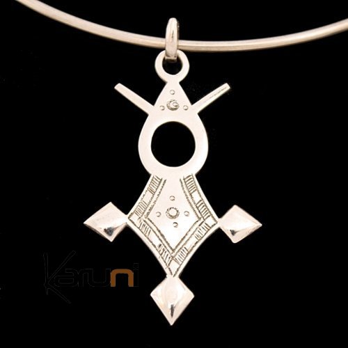 African Southern Cross Necklace Pendant Sterling Silver Ethnic Jewelry from Agadez Niger Tuareg Tribe Design 3