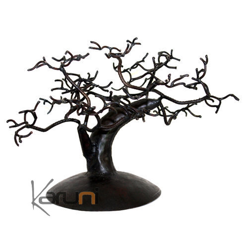 Jewellery Tree-holder cedar design 30 - 40 cm recycled metal Madagascar baobab