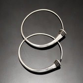 Ethnic Hoop Earrings Sterling Silver Jewelry Tesibit Ebony Engraved Tuareg Tribe Design 03 3 cm