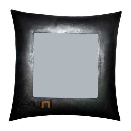Square mirror curved recycled metal Madagascar 30 cm x 30 cm