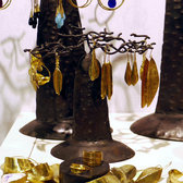 Fulani Earrings Golden Bronze Long Drops African Ethnic Jewelry Mali 01 b