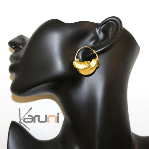 Mali Fulani Earrings Creole Golden Bronze Leaf 3 cm 11