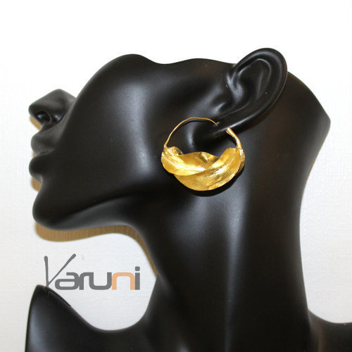 Fulani Fancy Earrings Golden Bronze Leaf 4 cm