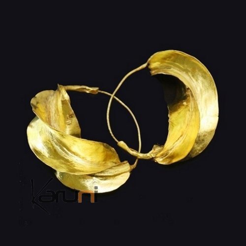 Mali Fulani Earrings Creole Golden Bronze Leaf 5 cm 13