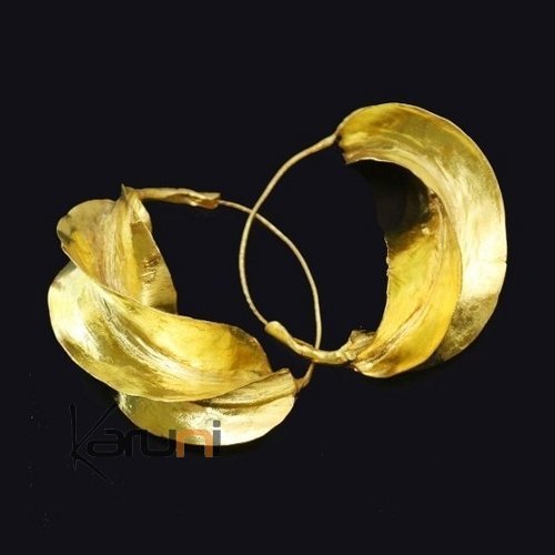 Fulani Earrings Hoops African Ethnic Jewelry Gold Version/Golden Bronze Mali Jumbo 7 cm/2.8 inches