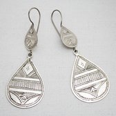 Tuareg Ethnic Jewelry Earrings Silver Large Engraved Drops 03