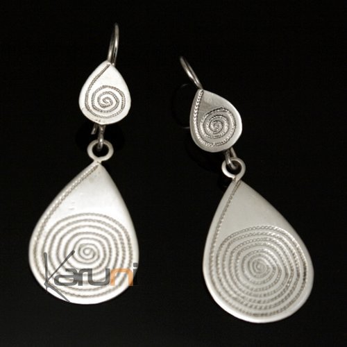 Tuareg  Earrings Pendant Drops and Spirals Silver 37