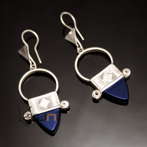 Tuareg Earrings Southern Ingall Silver and Blue Stone 39