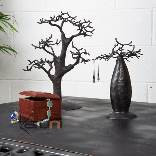 Jewelry Tree-holder design 30 cm cedar recycled metal Madagascar baobab