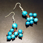 Organic Jewelry Drop Earrings Vegetable Ivory Seeds Small Beads Design Ibarra Turquoise Tagua and Co