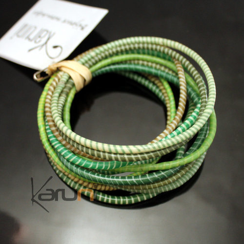 Flip Flop Ethnic African jewelry Plastic Bracelets Jokko Recycled Fair Trade Men Women Children 06 Green (x12)
