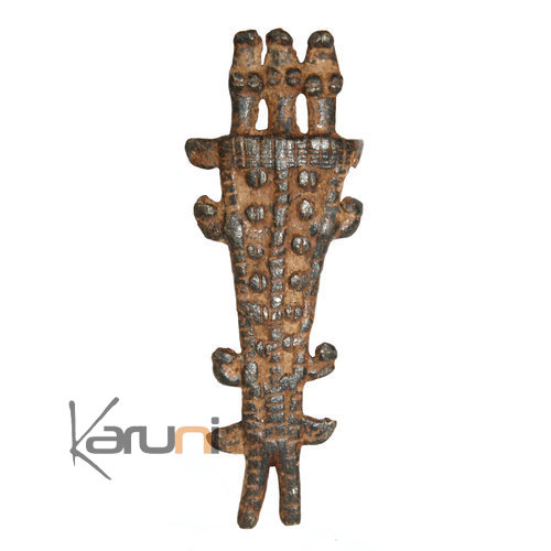  African Dogon Art Bronze Pendant Amulet Ethnic sculpture Africa 19 Double crocodile