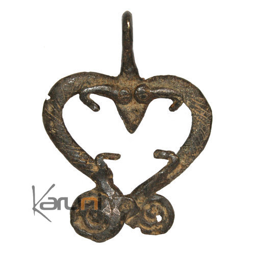 African Dogon Art Bronze Amulet Pendant Ethnic Sculpture Africa 01 Double Chameleon
