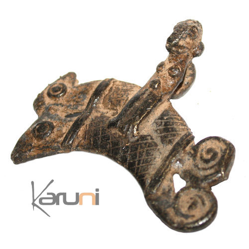 African Dogon Art Bronze Amulet Pendant Ethnic Sculpture Africa 15 Double Chameleon