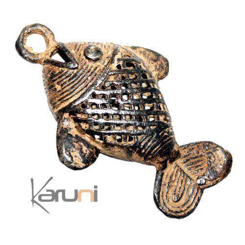  African Dogon Art Bronze Amulet Pendant Ethnic Sculpture Africa 23 Fish