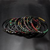 Ethnic African Jewelry Plastic Bracelets Men / Women / Child Lot 6 or 12 Green/Red From Mali b