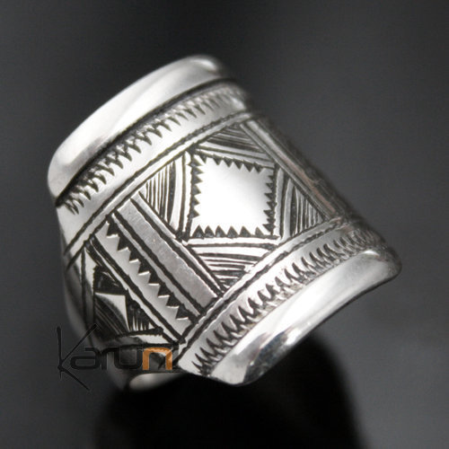 Ethnic Signet Ring Sterling Silver Jewelry Engraved Men/Women Tuareg Tribe Design 03
