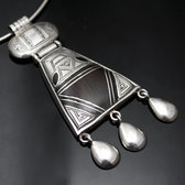 Ethnic Necklace Pendant Sterling Silver Jewelry Ebony Tuareg Tribe Design  KARUNI 01