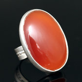 Ethnic Ring Sterling Silver Jewelry Red Agate Big Oval Tuareg Tribe Design 34