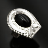 Ethnic Black Onyx Ring Sterling Silver Jewelry Horseshoe Tuareg Tribe Design 31