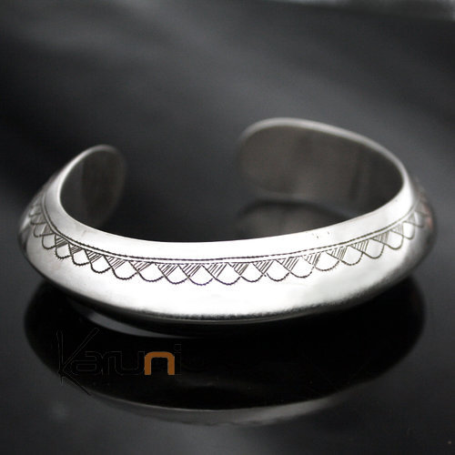 Ethnic Bracelet Sterling Silver Jewelry Large Rounded Engraved Tuareg Tribe Design 04