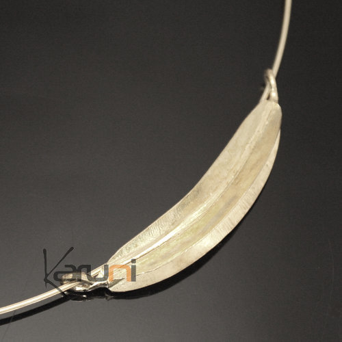 Ethnic African Jewelry Chocker Necklace Silver Plated Fulani Tribe Small or medium Leaf Simple Design KARUNI