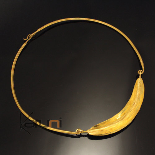 Ethnic African Jewelry Chocker Necklace Bronze Fulani Tribe Leaf Simple Clasp Design KARUNI