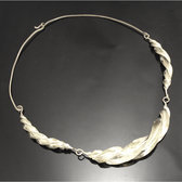 Ethnic African Jewelry Chocker Necklace Silver Plated Fulani Tribe 3 Leaves Twist S Design KARUNI 02