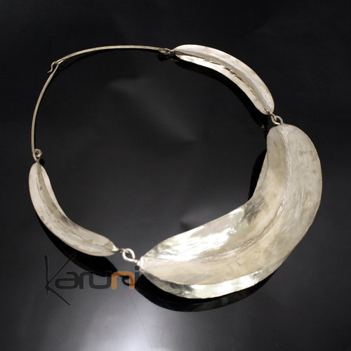 Ethnic African Jewelry Chocker Bib Necklace Silver Plated Fulani Tribe Design KARUNI