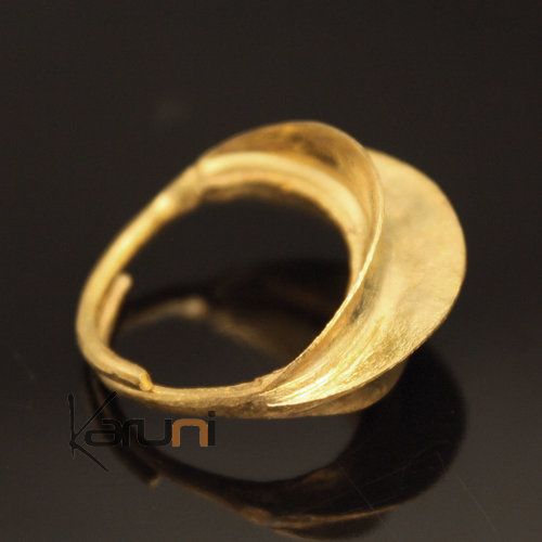 Ethnic African Jewelry Ring Adjustable Golden Bronze Fulani Tribe Leaf Design KARUNI c