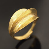 Ethnic African Jewelry Ring Adjustable Golden Bronze Fulani Tribe Leaf Design KARUNI