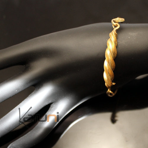 Ethnic African Jewelry Bracelet Bronze Fulani Tribe Leaf Twist Thin Clasp Design KARUNI