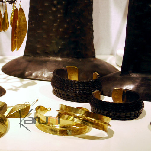 Ethnic African Jewelry Bracelet Bronze Fulani Tribe Leaf Large Ball Design KARUNI d