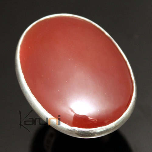 Ethnic Exclusive Ring Sterling Silver Jewelry Red Agate Very Big Oval Tuareg Tribe Design 01