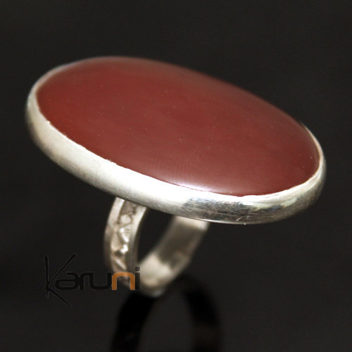 Ethnic Exclusive Ring Sterling Silver Jewelry Red Agate Very Big Oval Tuareg Tribe Design 01